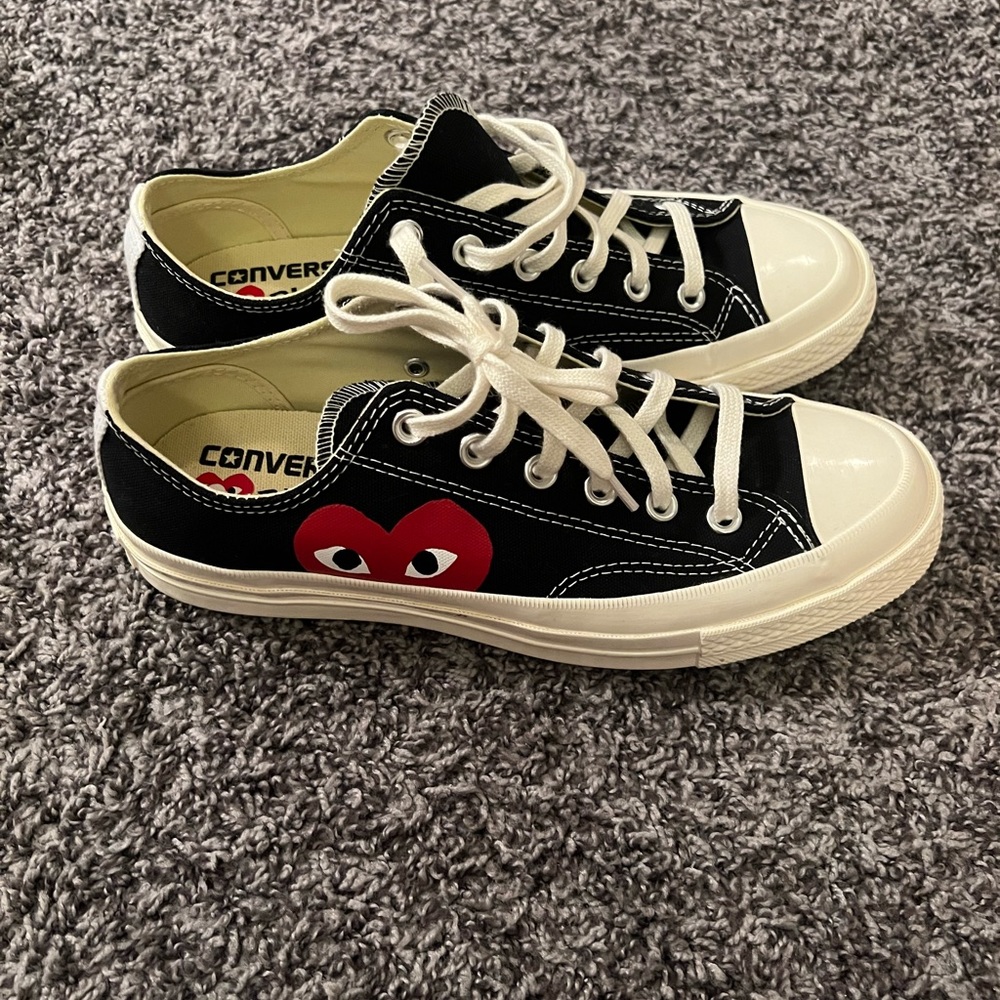 Black Converse x Comme des Garçons PLAY Chuck 70. Men’s size 7(women’s 9).